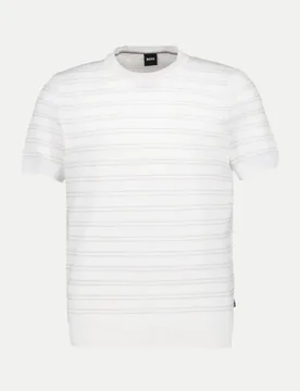 Black Kurzarm- Pullover Gestreift Weiß 3XL - BOSS - FashionsVida