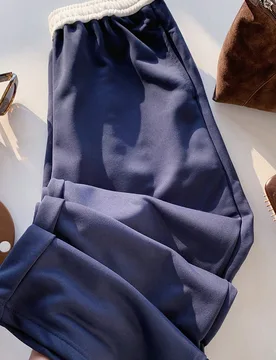 Pantalones de chándal sueltos de pierna ancha con cintura de cordón y bloques de color para mujer, adecuados para la temporada de graduación, la te - Shein - FashionsVida