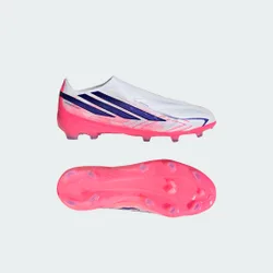 Scarpe da calcio F50 Hyperfast Elite Laceless Firm Ground Bambini 35 Cloud White / Solar Purple / Solar Turbo