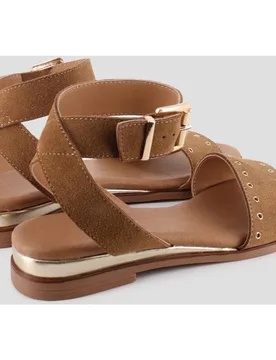 Sandalias de pala de mujer planas de piel - Blogger - FashionsVida