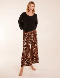 Abstract Cheetah Pleated Trousers - S/M / BROWN - female