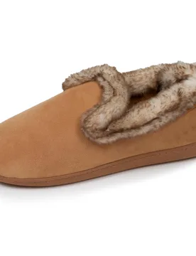 Chaussons charentaises Taupe fourrure camel 36 - Isotoner - FashionsVida