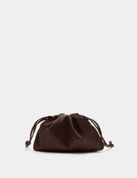 Satin Drawstring Clutch Bag Chocolate female