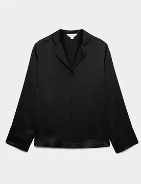 Premium Satin Revere Pyjama Top Black female - Autograph - FashionsVida