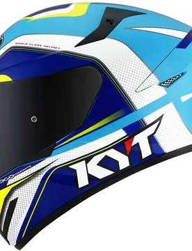 Casco Moto Integrale TT-COURSE GRAND PRIX Bianco Azzurro taglia XS - KYT - FashionsVida