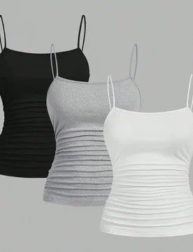 Piezas Tops de camisola casual con pliegues laterales, ajuste delgado para mujer, verano S - Shein - FashionsVida
