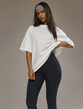 Camiseta de felpa suave y oversize para actividades deportivas de invierno, pádel, gimnasio y entrenamiento XS - Shein - FashionsVida