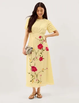EmbroideredMidi Tea Dress Yellow Mix female - Monsoon - FashionsVida
