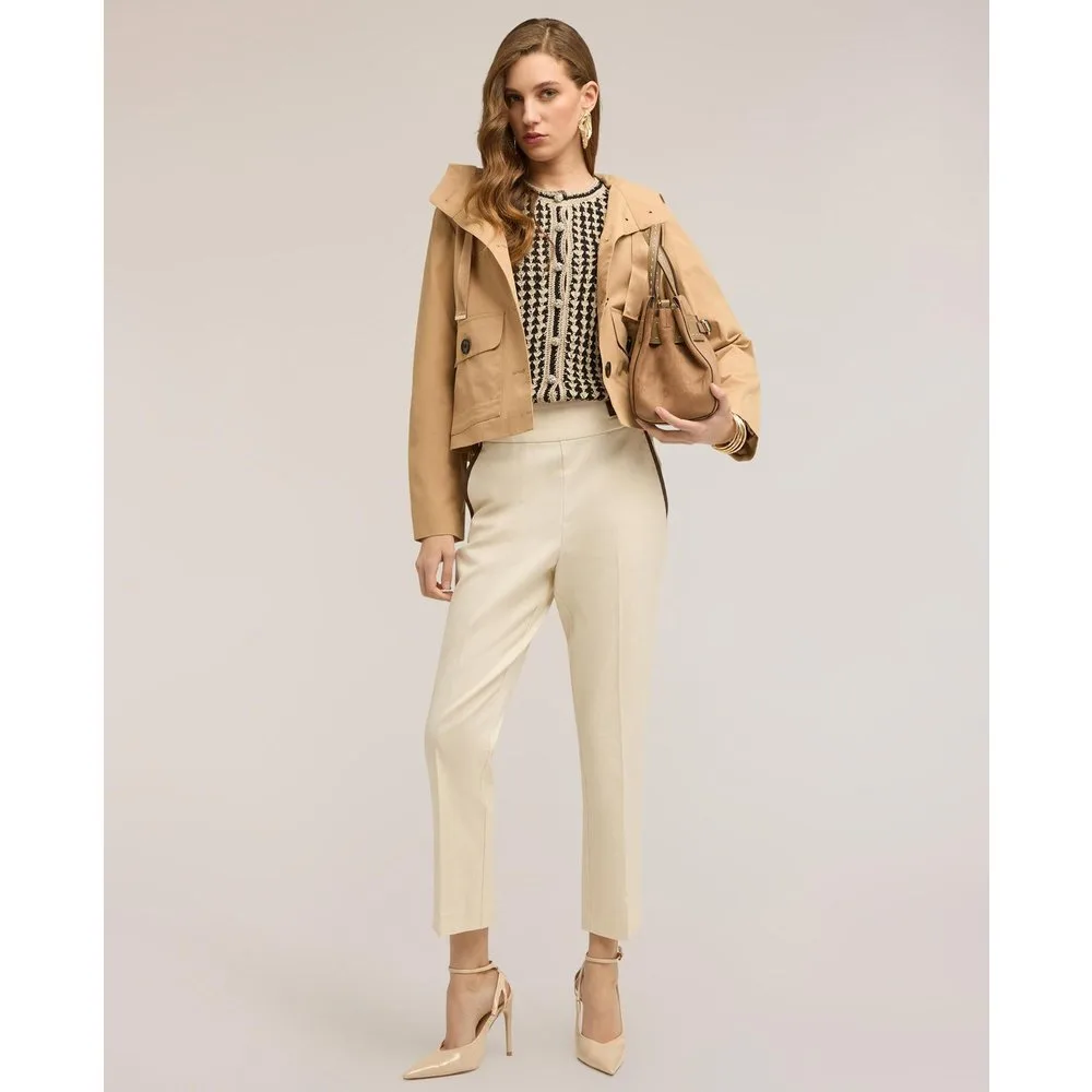 Parka de mujer corto de mezcla de algodón con capucha ajuste regular - Motivi - FashionsVida