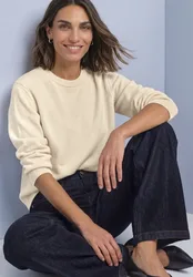 Langarm Pullover mit Boat Neck female Beige