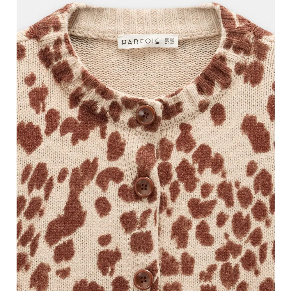Cárdigan de mujer de punto con estapado animal print - Parfois - FashionsVida