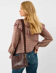 Faux Croc Print Crossbody Bag Chocolate female
