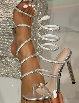 Fashion Summer Snake Twine Around Crystal Women Sandals Luxury Rhinestones Thin High Heels Gladiator Sandals Party Prom Shoes - Aliexpress - FashionsVida