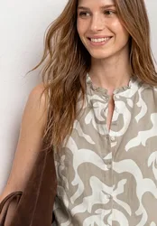 Bluse aus Leinenmix mit Rüschen female Beige