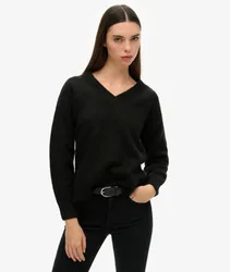 Superdry Damen Pullover mit V-ausschnitt in Übergröße Schwarz - Größe: 36