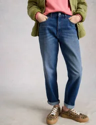 Mid Rise Straight Leg Jeans Blue Denim female