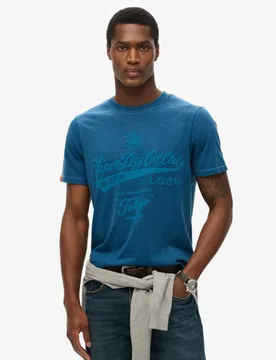 Superdry Herren Locker Geschnittenes, Verwaschenes Workwear T-shirt Blue - Größe: S - 39.99 - FashionsVida