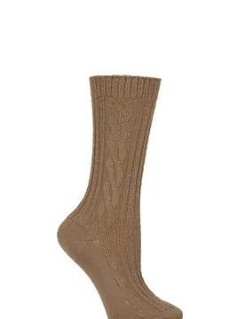 Women's 1 Pair Pantherella Agatha Merino Wool Cable Ribbed Socks Dark Camel 4-7 Women's - Brown - Size: Small - SockShop - FashionsVida