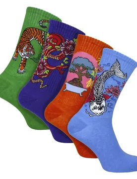 Pairs Mens Novelty Japanese Style Cotton Socks With Fun Patterns - Multicolour - Size Uk 6-11 - Sock Snob - FashionsVida