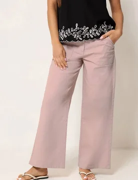 Women's Petite Wide Leg Carpenter Trousers in Light Pink Size: 14 - Light Pink - Size: 14 - M&Co - FashionsVida