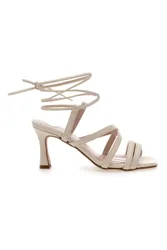 Sandali con Tacco Lace-Up Panna 3615 38