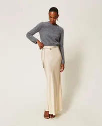 Jupe longue en satin avec strass
