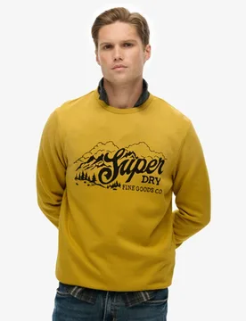 Superdry Herren Baumwolle Logo Druck Lässiges Lo-Fi Outdoor Sweatshirt, Gelb & Schwarz, Größe: S - 74.99 - FashionsVida