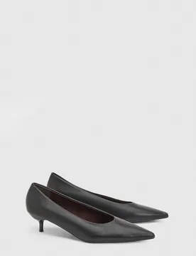 Women's Hannah Faux Leather Pointed Kitten Heel Court Shoes in Black Size: 6 - Black - Size: 6 - Wallis - FashionsVida
