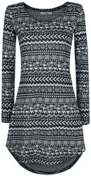 Kurzes Kleid - Winter Dress - S bis 3XL - für Damen - Größe L - grau/schwarz - Frauen - female