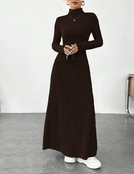Vestido Largo Con Textura Acanalada De Forro Polar Para Mujer M - Shein - FashionsVida