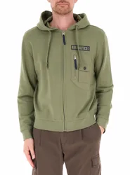 Felpa con zip VERDE MILITARE M