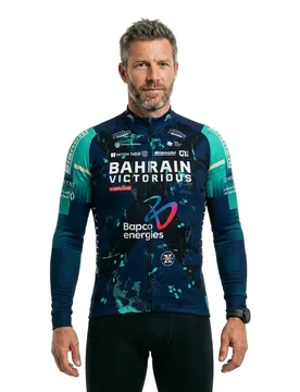 Maglia A Maniche Lunghe Prime Bahrain Victorious Blue Navy / Green - Ale - FashionsVida