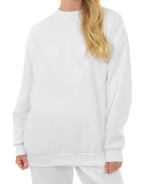 Women's Cozy Oversized Sweatshirt Pullover Jumper Crewneck Top in White Size: Small - White - Size: S - Smart Living - FashionsVida