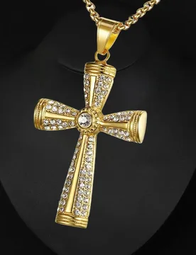 Religious Iced Out Bling Jesus Cross Pendants Gold Color Stainless Steel Zirconia Christian Necklaces For Women Men Jewelry - Aliexpress - FashionsVida