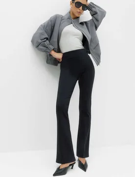 Jersey Elasticated Waist Flared Trousers Black female - M&S - FashionsVida