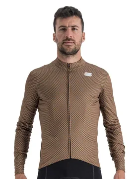 Maglia A Maniche Lunghe Checkmate Thermal Brown / Orange - Sportful - FashionsVida