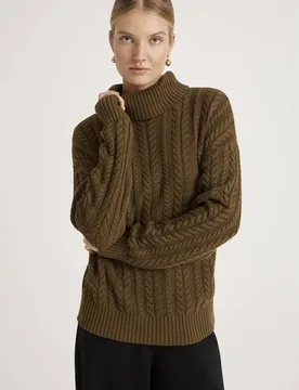 Women's Vivana Turtle Neck Knitted Sweater in Dark Olive Size: 10 - Dark Olive - Size: 10 - Finery London - FashionsVida