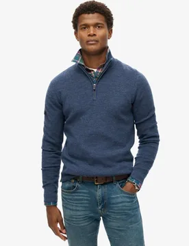 Superdry Herren Merino-pullover mit Halblangem Reißverschluss Marineblau - Größe: XL - 89.99 - FashionsVida