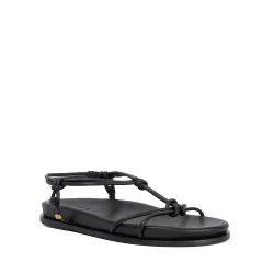 Womens Ladies Launa - Leather Knotted Strap Flat Sandals - Black - Size Uk 6