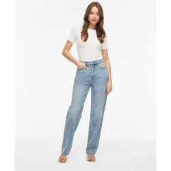 Pantalón vaquero de mujer con bordados de flores