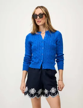 Pure Cotton Broderie Shorts Dark Blue female - Crew Clothing - FashionsVida