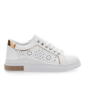 Sneakers traforate bianche con dettaglio oro CAFE' COST BK2440 38 - CAFÈ COST - FashionsVida