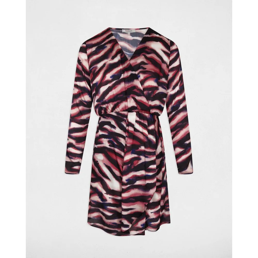 Vestido corto cruzado con estampado - Morgan - FashionsVida
