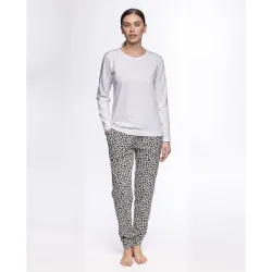 Pantalón homewear de mujer largo de algodón elástico