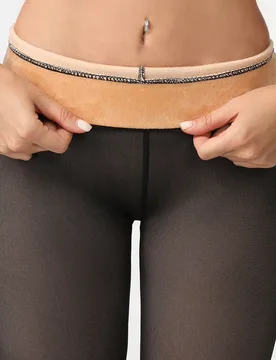 Medias cálidas para mujer en invierno, calcetines hasta la rodilla forrados de forro polar, pantimedia gruesa y cálida de cintura alta, ropa interio - Shein - FashionsVida