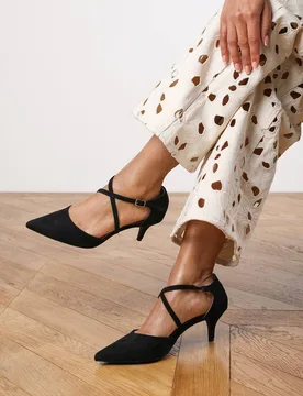 Women's 'Callie' Crossover Front Strap Stiletto Court Heel in Black Size: 4 - Black - Size: 4 - Where's That From - FashionsVida
