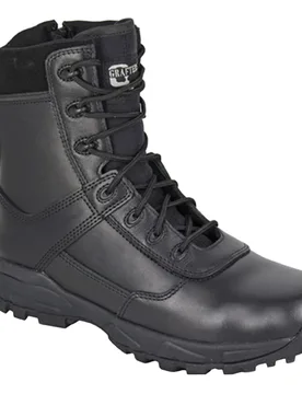 Mens Tiger Zip Unisex Combat Boots - Black Leather - Size Uk 5 - Grafters - FashionsVida