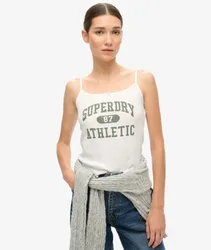 Superdry Damen Weiß Athletic Essentials Pointelle-Trägertop Mit Grafikdruck, Größe: 38-40