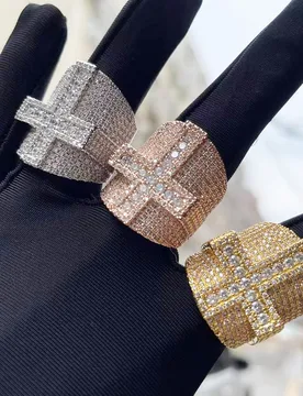 New Cross Ring for Men Iced Out Real Gold Plated Bling Fashion Rapper Hip Hop Jewelry 2022 Dropshipping Best Selling - Aliexpress - FashionsVida