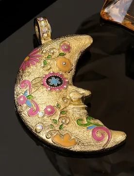 Medieval vintage enamel moon face necklace retro light luxury versatile pendant enamel kf magnetic attraction medieval - Aliexpress - FashionsVida